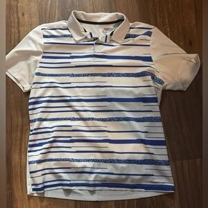 White & Blue Striped Nike Golf Polo Shirt